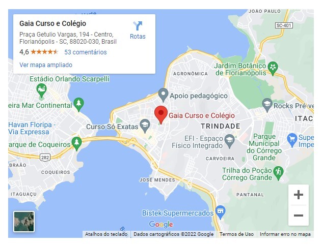 Google Maps com localização endereço Gaia Curso e Colégio